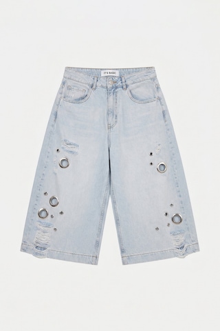 it's basic Kadın Kot Renk 12s6-100 Maxi Boy Tasarım Bermuda Şort
