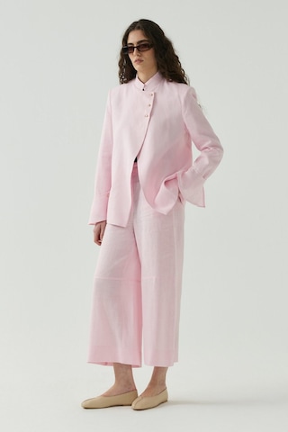 Molene Pembe Seyyar Manşet Detaylı Keten Blazer