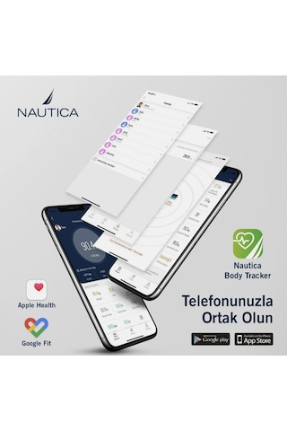Nautica Bluetooth Vücut Analizli Yağ Kas Su Ölçer Hassas Akıllı Tartı Baskül Navy Mavi