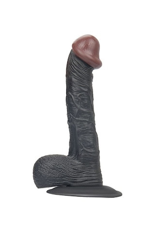 Hızlı Express Realistik 19.5 CM Vantuzlu Gerçekçi Siyah Zenci Yapay Dildo Penis