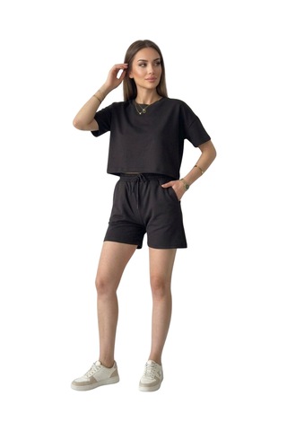 Thiff Gymwear Kadın Modal Kumaş Şort Takım Siyah