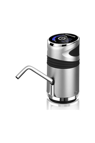Paslanmaz Çelik Şarjlı Otomatik Damacana Su Pompası Gri