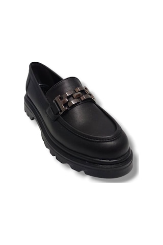 Fancy 801-25 Deri Loafer Tokalı Kadın Ayakkabı Siyah