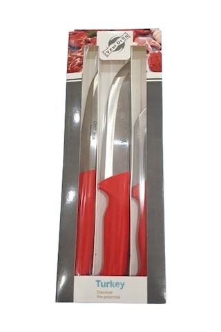 Üçlü Kasap-kurban Seti Sıyırma, Kesim, Deri Yüzme Kırmızı