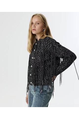 Twist Kordon Püsküllü Siyah Kadın Ceket Tw6250005047 Siyah