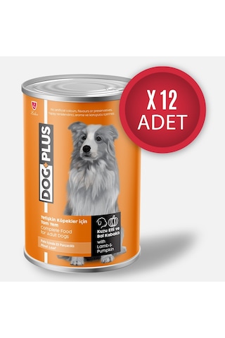 DogPlus Pate Kuzu Etli ve Balkabaklı Yetişkin Köpek Konserve Yaş Mama 395 Gr x 12 Adet