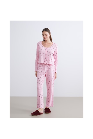 Lcw Dream Pembe Petite U Yaka Çiçekli Kadın Pijama Takımı