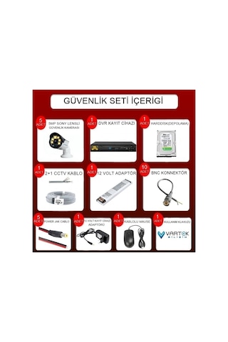 5 Kameralı Set 500 Gb Hdd Full Hd Gece Görüşlü Güvenlik Kamerası Sistemi-sabit İp Gerektirmez-