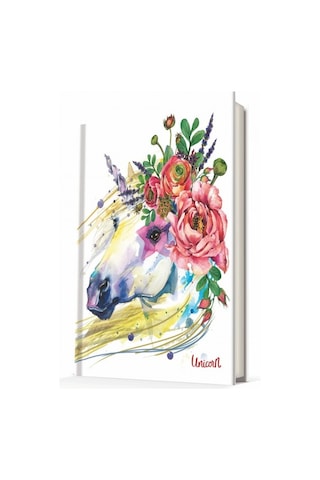 Deffter Unicorn Flower 96 Yaprak Çizgili Sert Kapak Defter