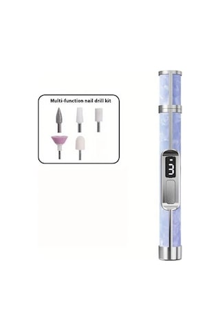 Willowhaven Mavi Kolay Paket Profesyonel Tırnak Taşlama Cilalama Kalemi 5 Başlık Kablosuz 3 Hız Usb C Şarj Ev Salon Manikür Pedikür