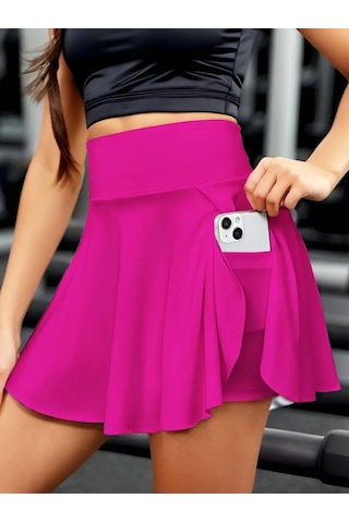Butik İstanbul Kadın Yüksek Bel Cepli Sandy Short Etek Pembe