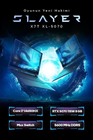 Game Garaj Slayer X7T Xl-5070 C3 i7-14650HX 32 GB 2 TB SSD RTX5070 18" Dos Dizüstü Bilgisayar