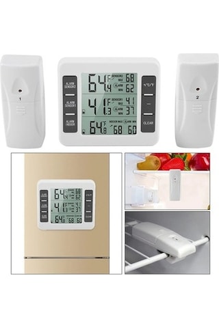 Trendooze Kablosuz Dijital Buzdolabı Termometre, 2 Adet Sesli Alarm, İkili Kontrol