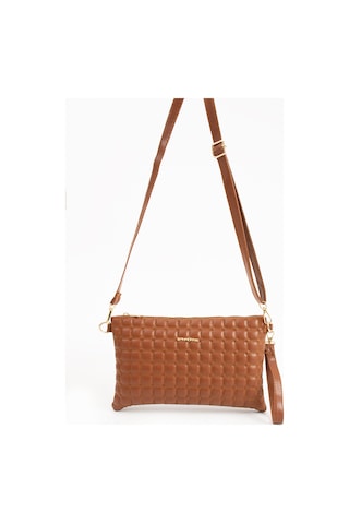 Sanmorris Kadın Suni Deri Taba Renkli Ayarlanabilir Çapraz Ve El Askılı Portföy, Clutch Çanta Taba