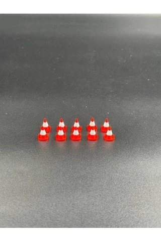 1:64 Ölçekli Diaroma Trafik Aksesuarı Dubalar - Turuncu & Beyaz 10 Adet