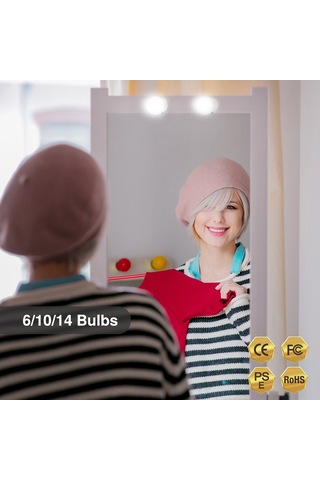 Qingmipy Hollywood Tarzı Led Aydınlatmalı Dokunmatik Makyaj Aynası - 3 Renk Işık Ve Parlaklık Ayarlı Usb Şarjlı Beyaz