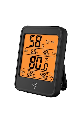 Jms Büyük Lcd'li Dijital Higrometre Termometre İç Mekan Sıcaklık Ve Nem Ölçer Monitör Ölçer  Siyah