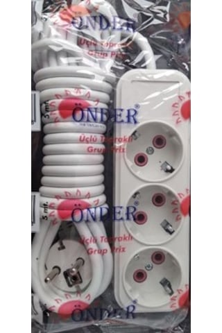 Önder Topraklı Kablolu Grup Priz 3'lü 5 M