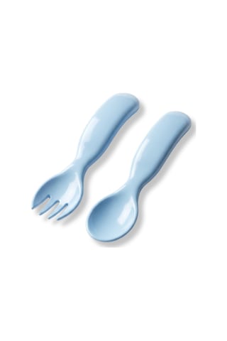 Mamajoo Ergonomik Beslenme Kaşık & Çatal Seti Mavi, 6 Ay+ İkili