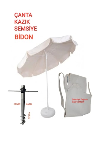 Dogant 2 Mt Krem Deniz Havuz Plaj Şemsiyesi + Bidon +yer Ayagı