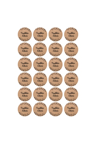 96 Adet Kraft Teşekkür Ederiz Etiketi 4x4 Cm Yapraklı Yuvarlak Ambalaj Paket Kutu Sticker Yapışkanlı Kahverengi