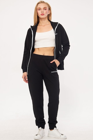 Trendhill Siyah Kadın İkiiplik Büyük Beden Eşofman Takım Edy5532b Siyah