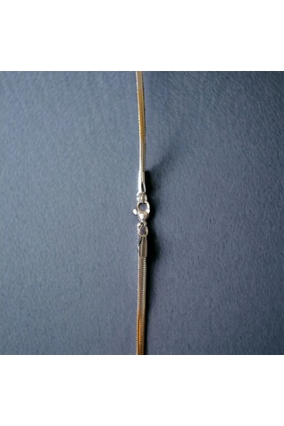 Kesebe Altın Sarısı Ve Gümüş Renk Karışık Alacalı Unisex Kolye - 60 Cm Çok Renkli