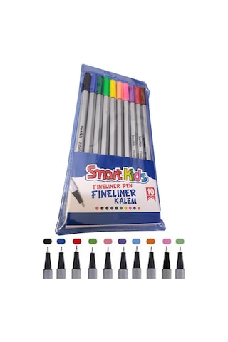 10 Renk Fineliner Kalem 0.4mm İnce Keçe Uçlu Kalem 1 Paket Smart Kids Fineliner Keçe Uçlu Kalem Seti