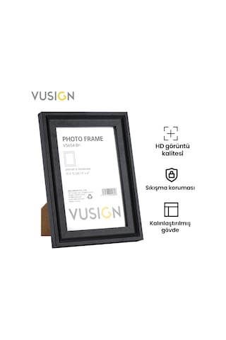 Vusıgn Mdf Fotoğraf Çerçevesi Siyah Kabartmalı Çerçeve Masaüstü Ve Duvar Askılı 2'li Set