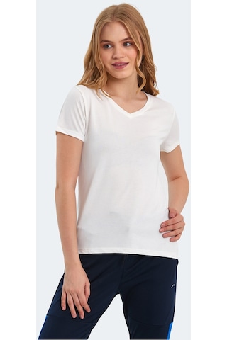 Slazenger PERICAS Kadın V Yaka Ekru Tişört