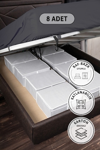 Kapaklı Baza 8'li Hurç 50x40x19 - Gri Gri