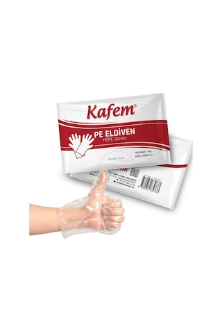 Kafem PE Tek Kullanımlık Şeffaf Eldiven 100 Lü X 25 Paket