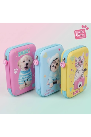 Bakgelal Studio Pets 3d Kabartmalı Kalem Kutusu Kedi Köpek Desenli Fermuarlı Bölmeli Okul Kalemliği Büyük - 9045016789168 124-Pembe