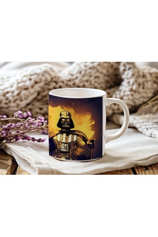 Star Wars Darth Vader Temalı Kupa Bardak - Karanlık Güç Film Koleksiyon Beyaz