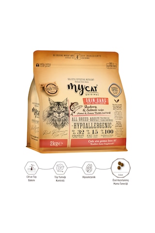 Mycat Original Az Tahıllı Hamsi & Somon Balıklı Skin Care Yetişkin Kedi Maması 2kg