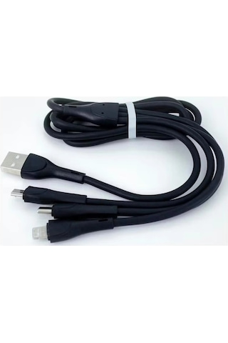 3 İn 1 Çoklu Şarj Ve Data Kablosu Lightning / Type-c / Micro Usb