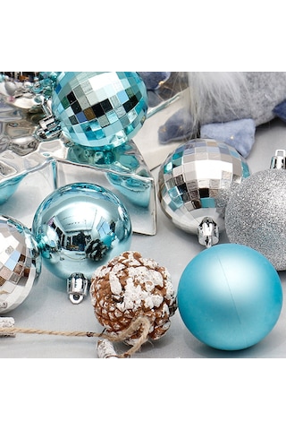 Fosenze Mavi Noel Topları Seti 4cm - 34 Adet Polistiren Ağaç Dekorasyonu