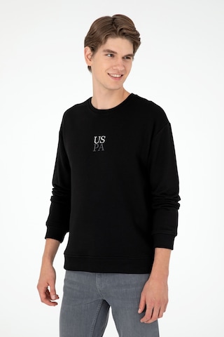 U.S. Polo Assn. Erkek Comfort Fit Bisiklet Yaka Siyah Basic Sweatshirt 50293420-VR046
