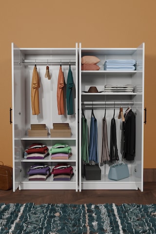 Ae-1054 Arena Beyaz Gardırop 4 Kapaklı 2 Askılıklı, 6 Raflı Do...