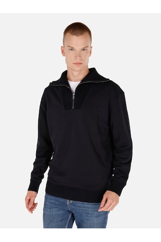 Colin's Colins Normal Kesim Fermuarlı Dik Yaka Siyah Erkek Sweatshirt Cl1071231 Siyah