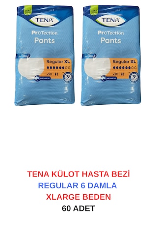 Tena Külot Hasta Bezi Regular 6 Damla Xlarge Beden -60 Adet XL Tena Külot Hasta Bezi Regular 6 Damla Xlarge Beden -60 Adet XL