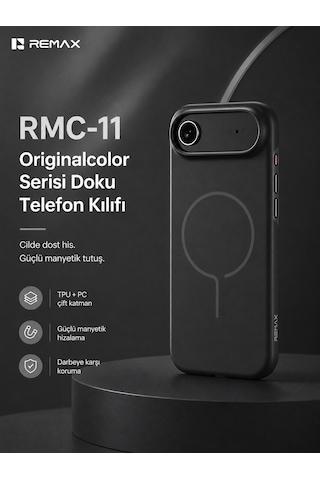 Remax color Apple iPhone 17 Air Magsafe Uyumlu Metal Tuşlu Premium Kılıf Rmc-11 Siyah