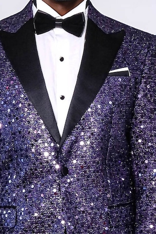 Pul Desenli Mor Damatlık Ceket - Wessi Purple