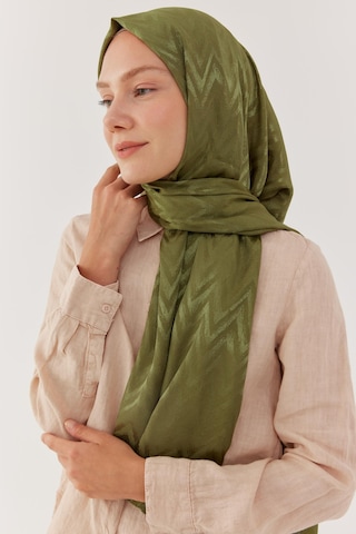 Mirsoy Scarf Zikzak Desen Parlak Jakar Şal - Asker Yeşili Asker Yeşili
