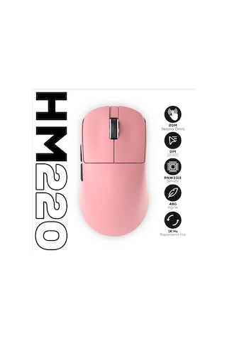 Hawk Gaming Hm220 1k Hz 12000 Dpı Tri-mode Kablosuz/bluetooth Pembe Gaming Mouse