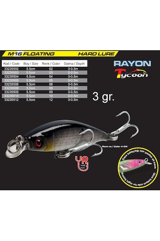 Protackle M16 Rayon Sahte Balık - Boy 5.5 Cm, Ağırlık 3 Gram