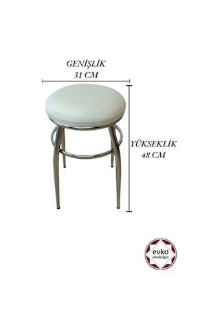 Evko Mobilya Tabure, Bar Taburesi, 2'li Tabure, Metal Ayaklı Tabure - Krem