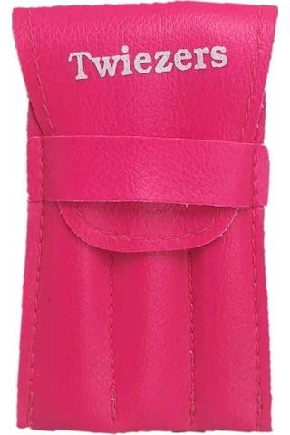Twiezers Twzset3331 Deri Çantalı 3'lü Paslanmaz Çelik Cımbız Seti - Pembe/pembe