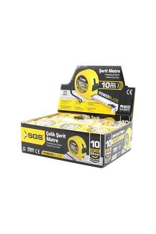 12 Adet 10mt X 25mt Stoplu Şerit Metre 1 M
