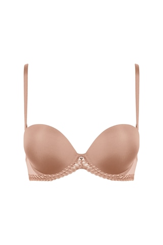 Aubade Sheer Emotion Bandeau Sütyen, Balenli, Çıkarılabilir Askılı Ve Grafik Işlemeli Model Bej
